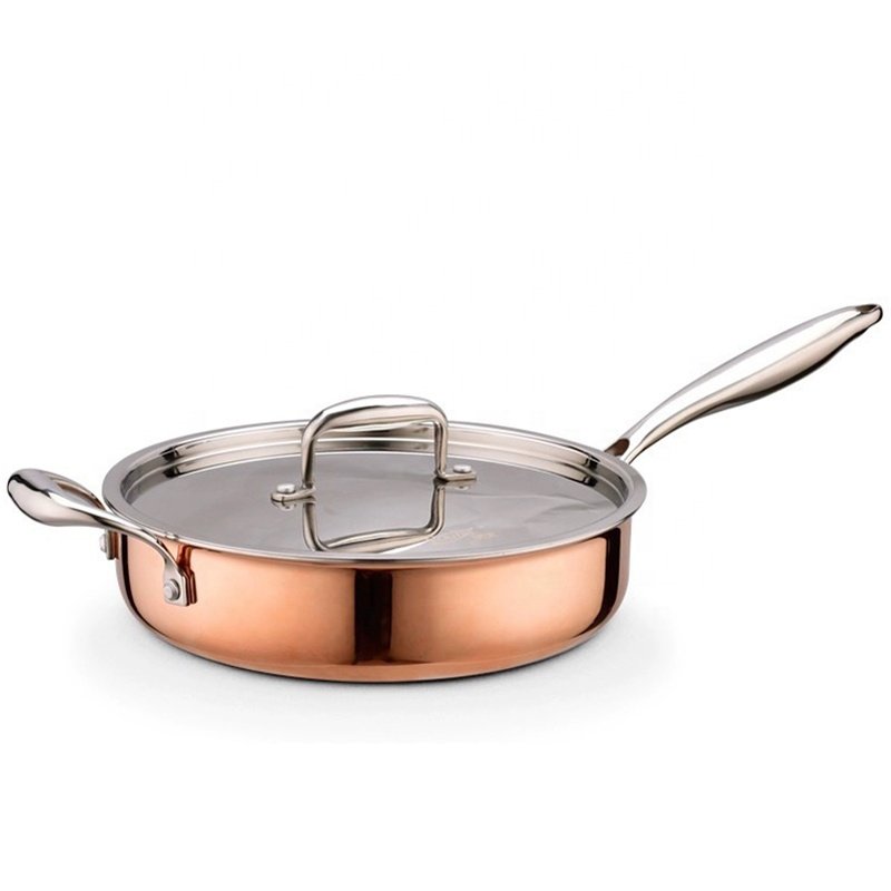 10Pcs 3ply copper straight cut-edge cookware set induction pot and pan for home kitchen cooking