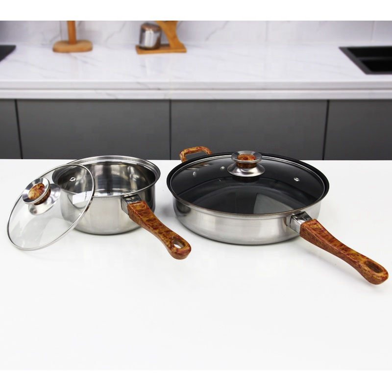 2022 New Products Stainless Steel Cooking Pot Ware 6pcs Non Stick Cookware Set With Glass Lid