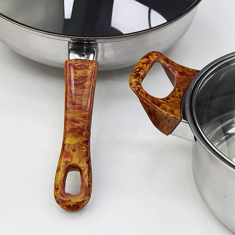 2022 New Products Stainless Steel Cooking Pot Ware 6pcs Non Stick Cookware Set With Glass Lid