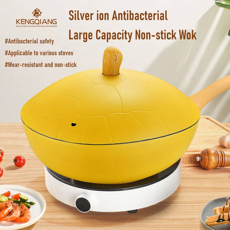 Popular 4 pcs Cute Tortoise Cookware Set Nonstick Pan Kitchen Cooking Pot Wok And Soup Pot Medical Stone Non-stick Fry Pan Sets