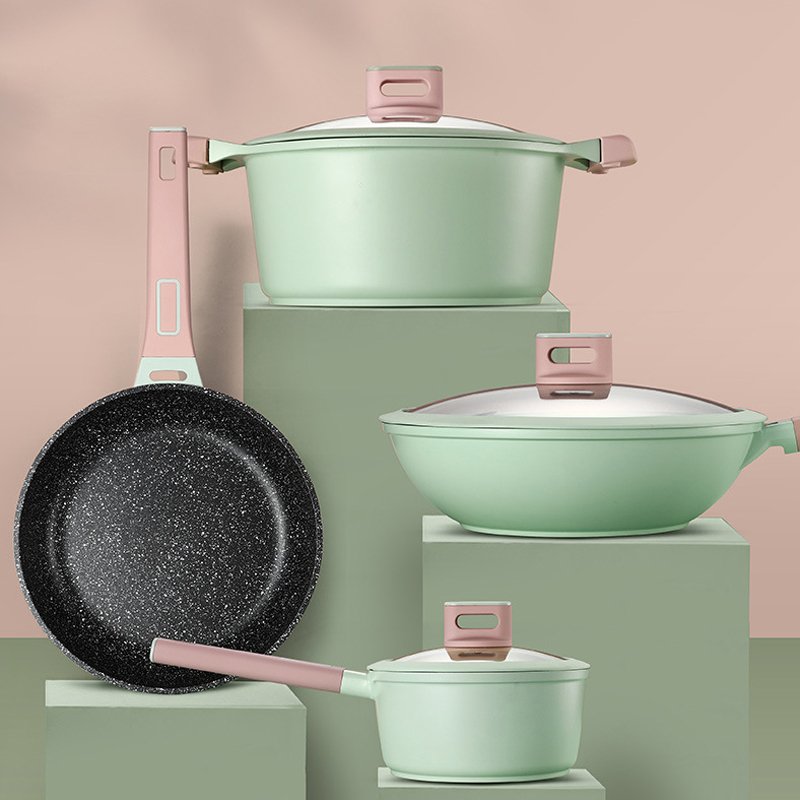 Custom Luxury Die Cast Aluminum Pots And Pans Non-stick Granite Non Stick Kitchenware Cookware Sets