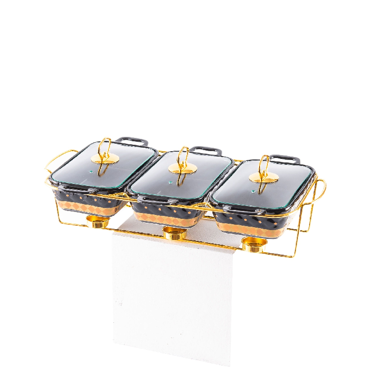 Quality Casserole 3Compartment Ceramic pan set square Baking Pan for Home Use for non stick ceramic cookware set in Dining