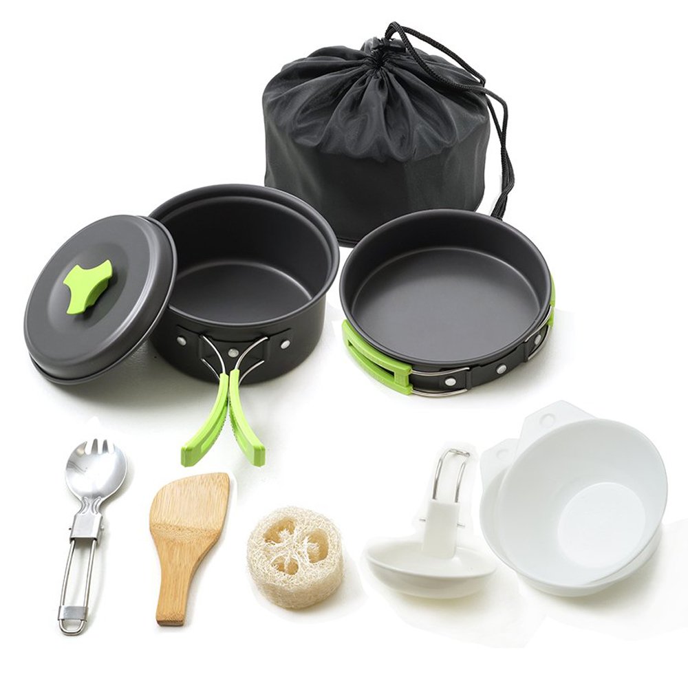 Lightweight 10 Piece Aluminium Cookware Set 1 Liter Cooking Pot Set Mess Kit for Indoor and Outdoor Cooking.