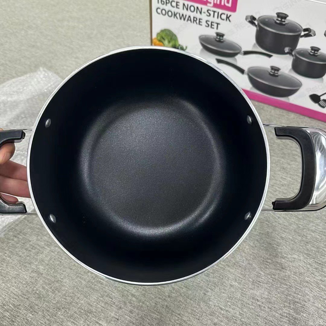 Non-Stick Coating Cooking Surface 16 piecesSoup Milk Cooking Pot Set New Arrival Home Use Aluminium Alloy Kitchen Cooking Pot