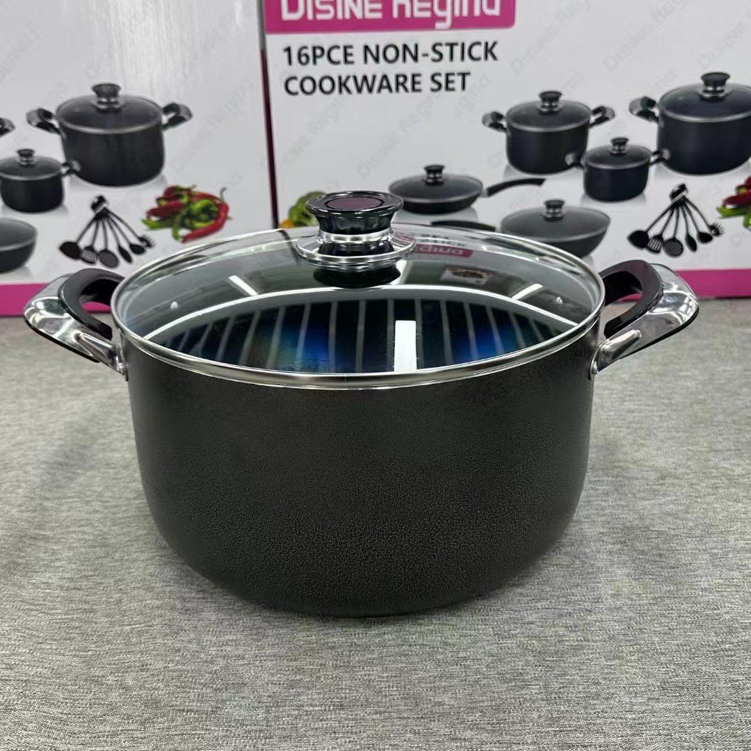 Non-Stick Coating Cooking Surface 16 piecesSoup Milk Cooking Pot Set New Arrival Home Use Aluminium Alloy Kitchen Cooking Pot