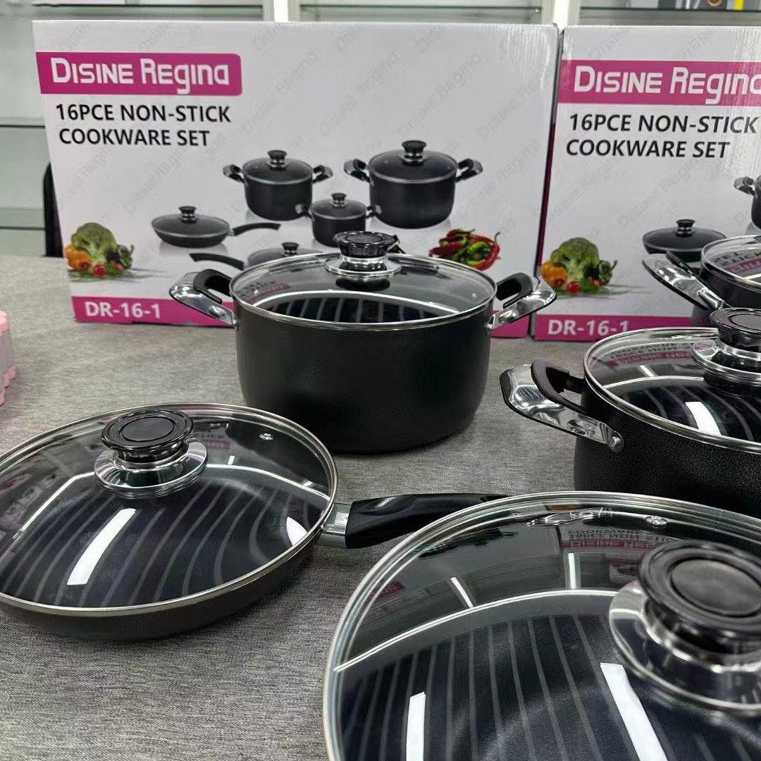 Non-Stick Coating Cooking Surface 16 piecesSoup Milk Cooking Pot Set New Arrival Home Use Aluminium Alloy Kitchen Cooking Pot