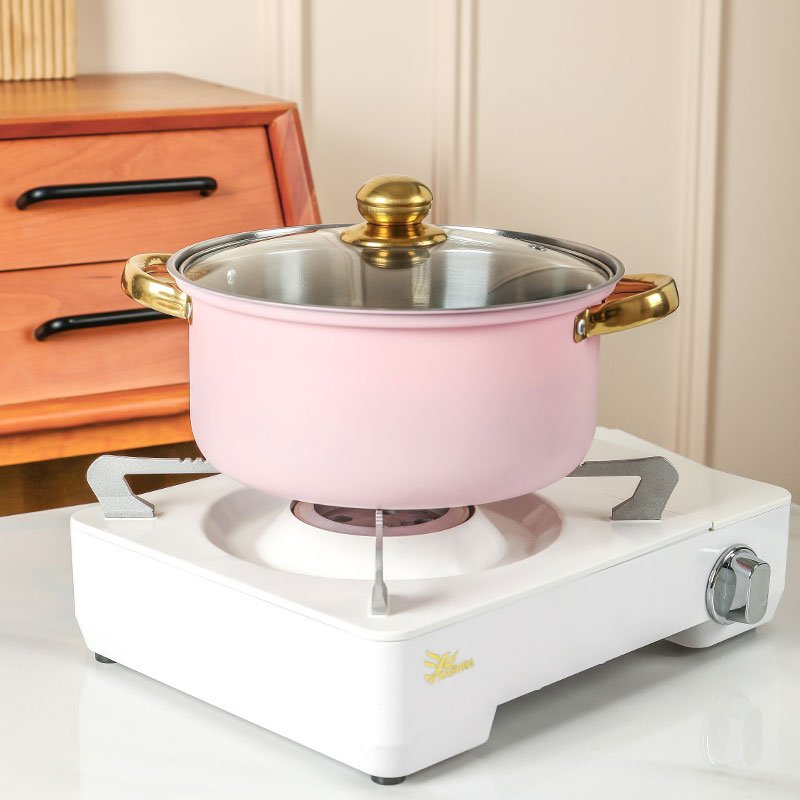 10PCS Fast Shipment Pink Stainless Steel Pots Pan Set Big Size Casserole Cooking Non-Stick Kitchen Utensils Cookware Sets