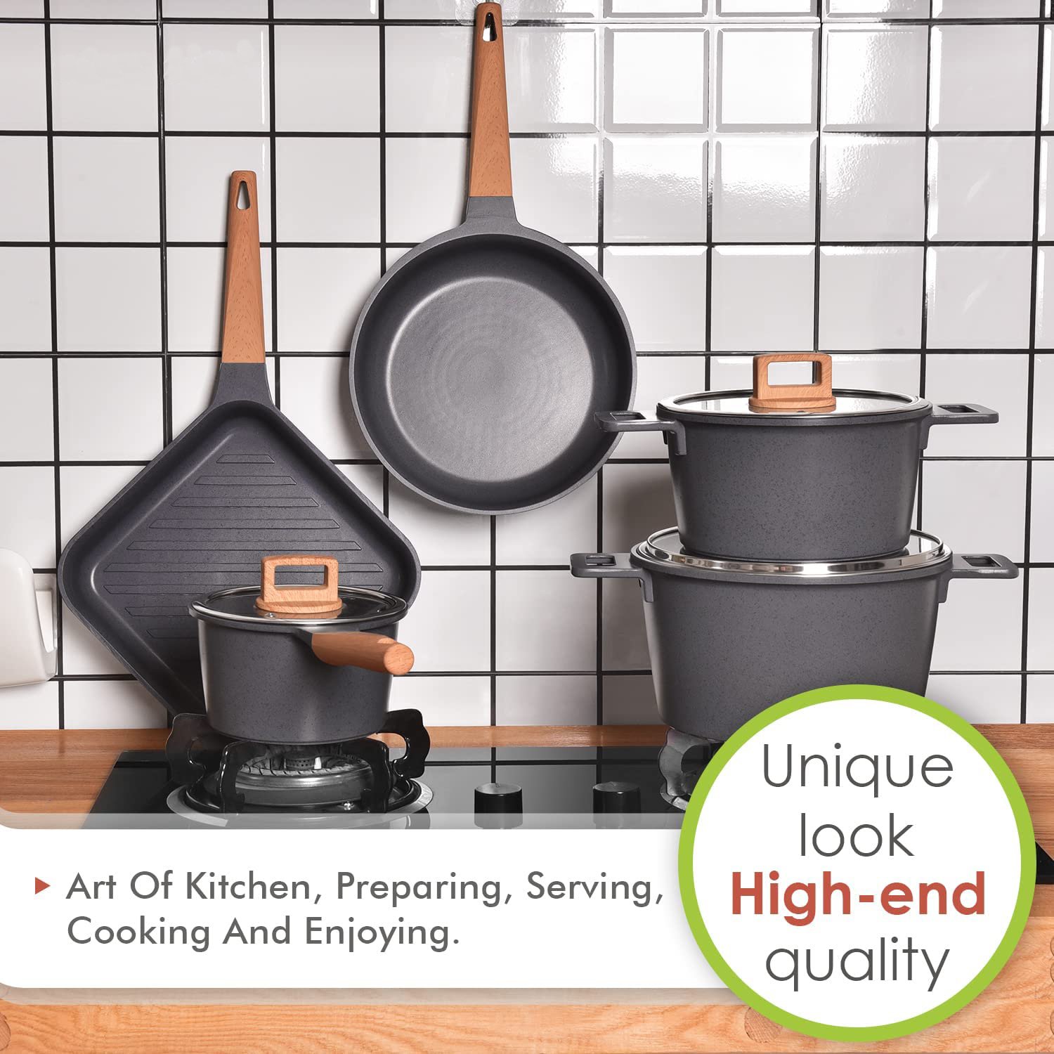 Cookware Set Nonstick Induction Pots and Pans with Cooking Utensil 15 Piece
