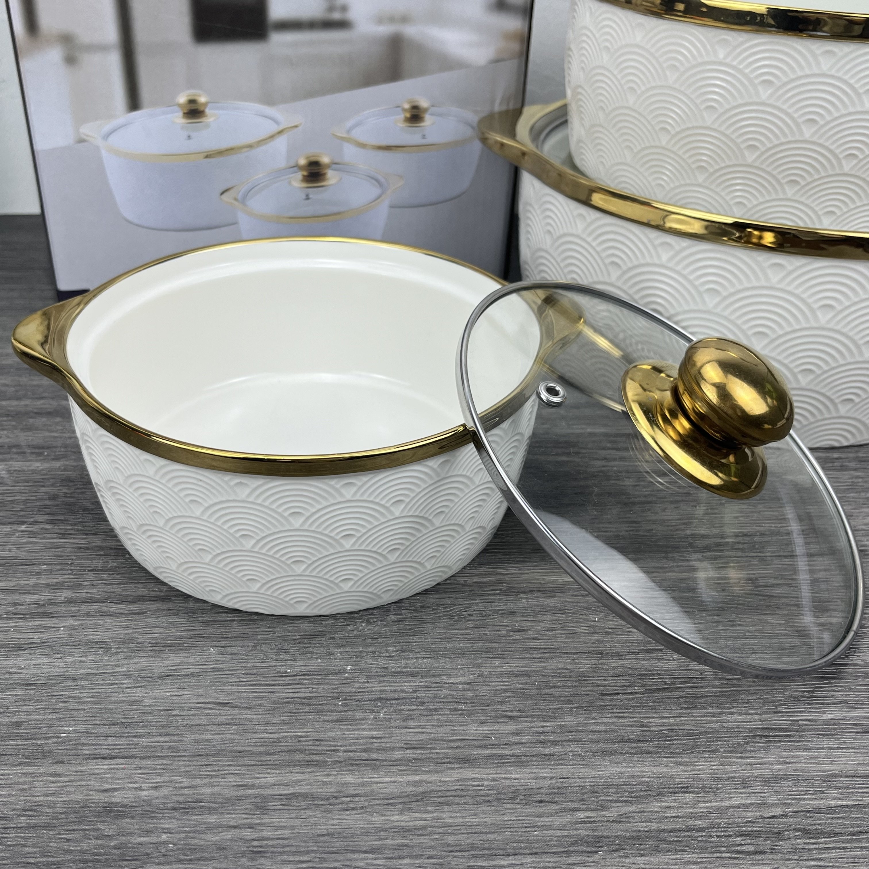 Outdoor Kitchen Pot Supplies Items Wares Wholesale non stick Cookware Sets Dinnerware Utensils Ceramic Soup Pot Cooking Pot Sets