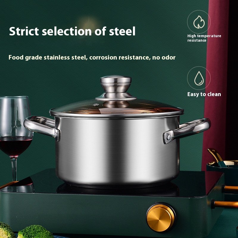 One-Centimeter-Thick Stainless Steel Cookware Set Three-Set Thickened Milk Pot Composite Steel Soup Pot Frying Pan