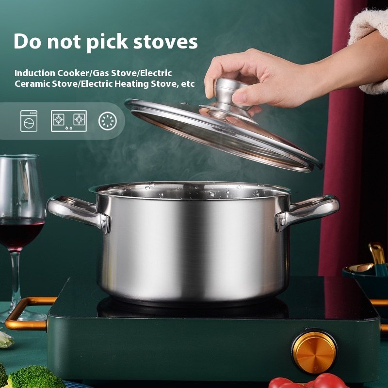 One-Centimeter-Thick Stainless Steel Cookware Set Three-Set Thickened Milk Pot Composite Steel Soup Pot Frying Pan