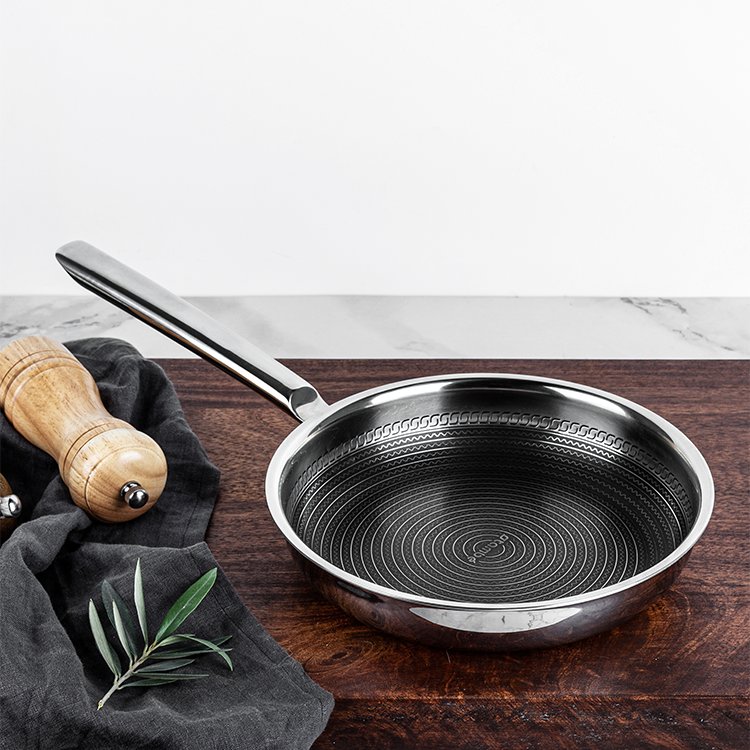 Factory Price 8inch 3ply 316 Stainless Steel Frying Pan Durable Saute Pans Cookware Sets