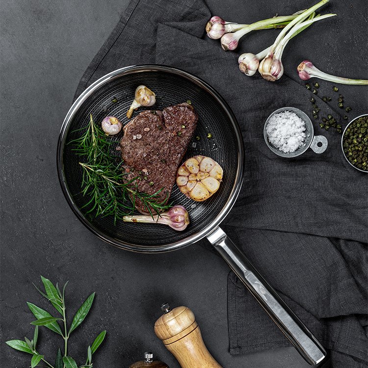 Factory Price 8inch 3ply 316 Stainless Steel Frying Pan Durable Saute Pans Cookware Sets