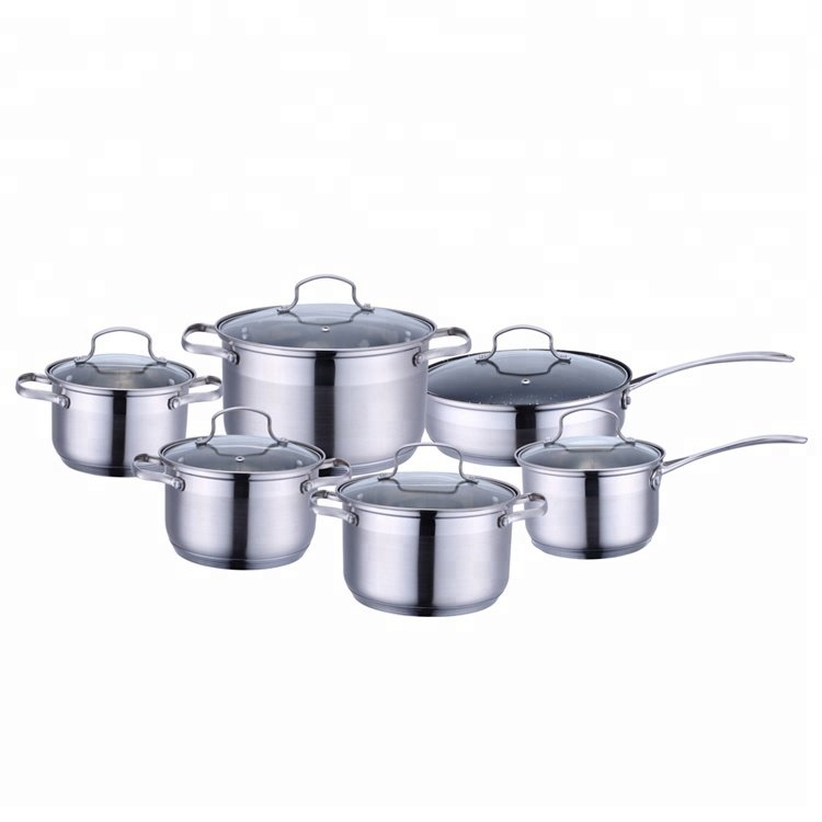 Wholesale Luxury Kitchen Heavy Duty Induction Base Stainless Steel Non Stick Cooking Ware Pot And Pans Cookware Set