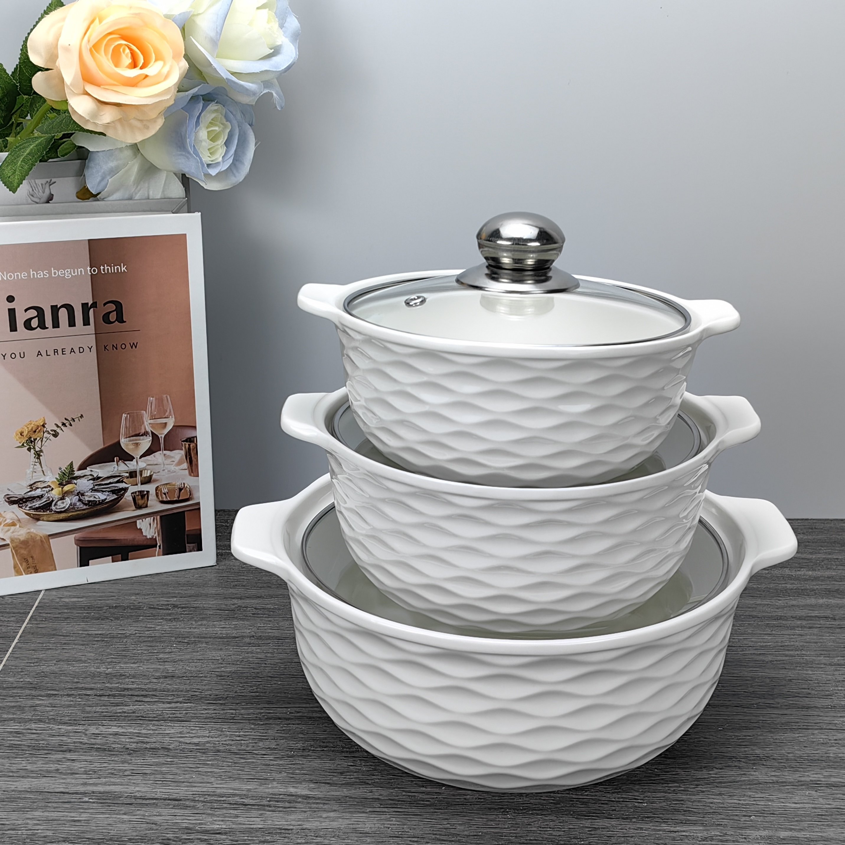 Carote aluminum casserole non stick cookware set cuisine cooking soup pot with lid stock pot Soup & stock pot nonstick granite