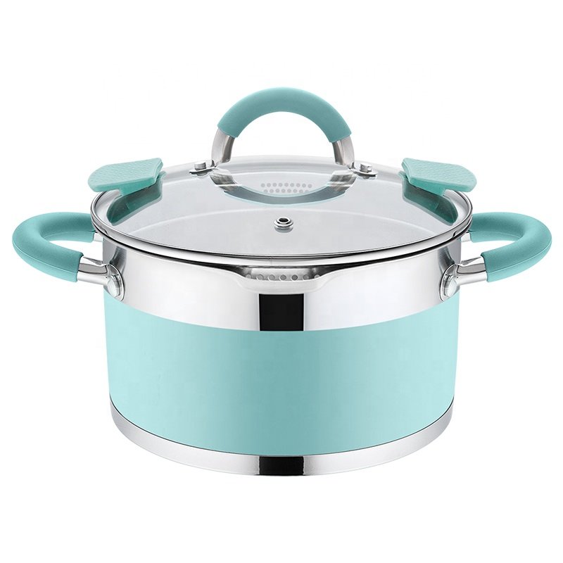 New Design Cooking Pots And Pans set Stainless Steel Nonstick cookware set With Two Pouring Lips