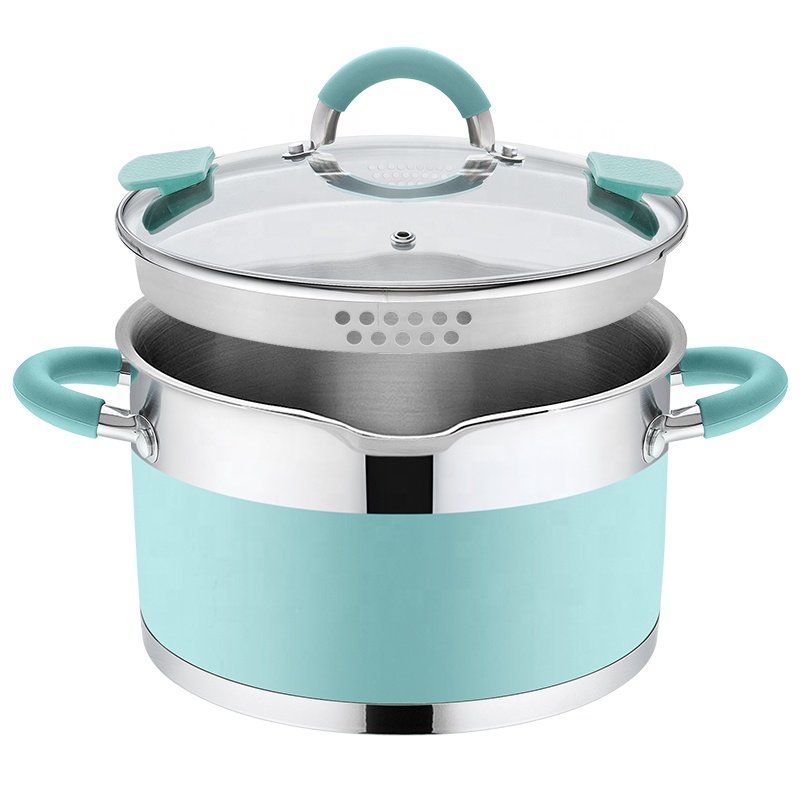 New Design Cooking Pots And Pans set Stainless Steel Nonstick cookware set With Two Pouring Lips