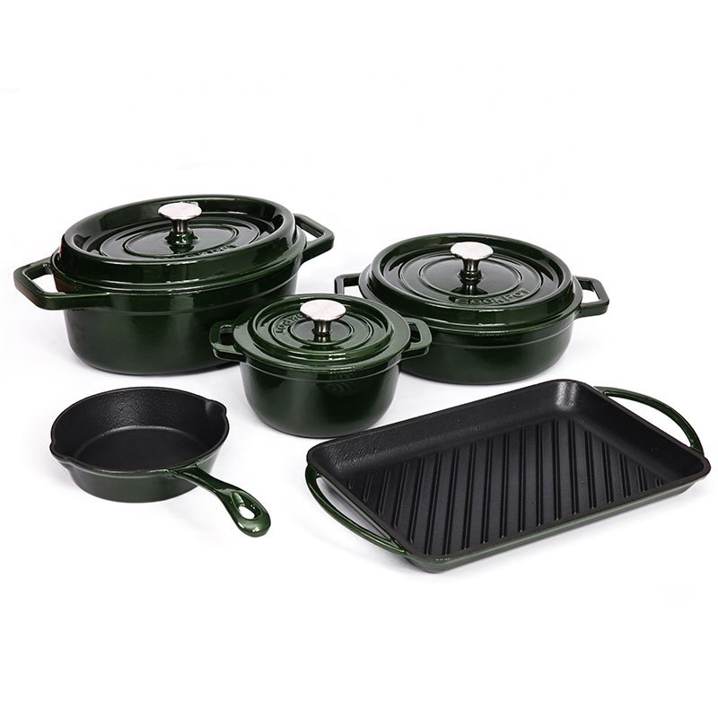 Wholesale Cast Iron Cookware Sets 8pcs Enamel Cast Iron Cookware Set