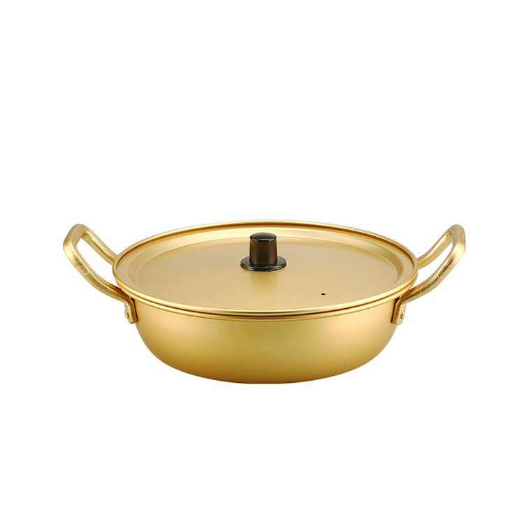 Factory Direct Korean Ramen Cooking Pot Fast Heating Cookware Set Gold Soup Noodle Pot Aluminum Pots Sets For Kitchen