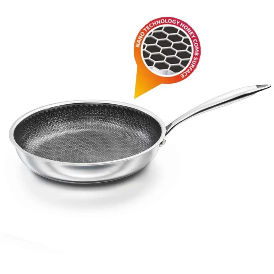 Wholesale Honeycomb Stainless Steel Wok Pan Honeycomb Nonstick Coating Wok