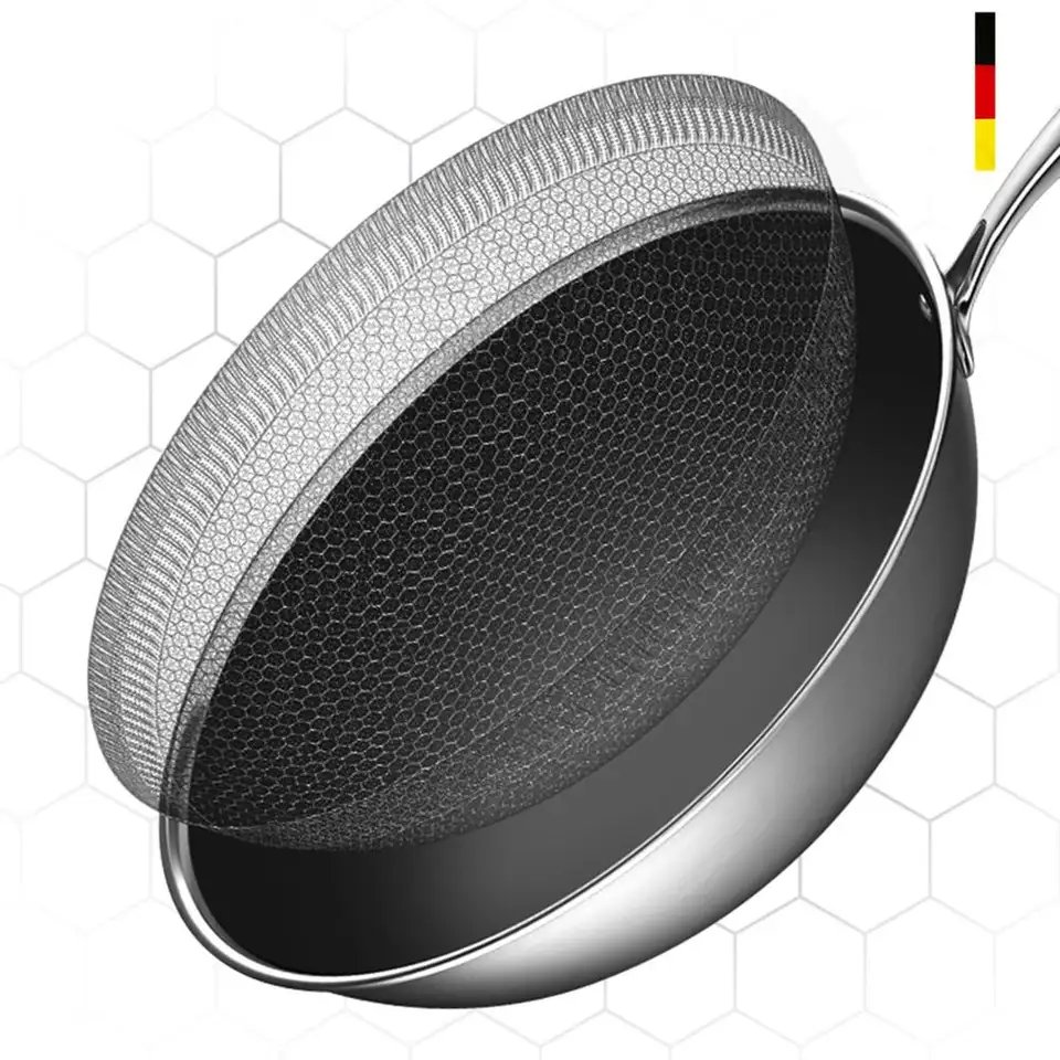 Wholesale Honeycomb Stainless Steel Wok Pan Honeycomb Nonstick Coating Wok