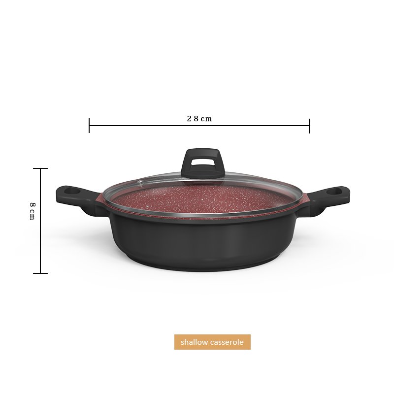 Factory Customized 5 Pieces Cooking Soup Pots Set Marble Non Stick Coated Cookware Set