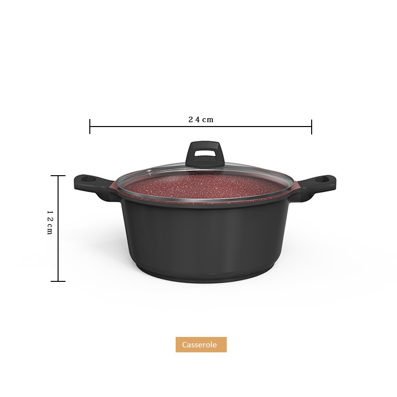 Factory Customized 5 Pieces Cooking Soup Pots Set Marble Non Stick Coated Cookware Set