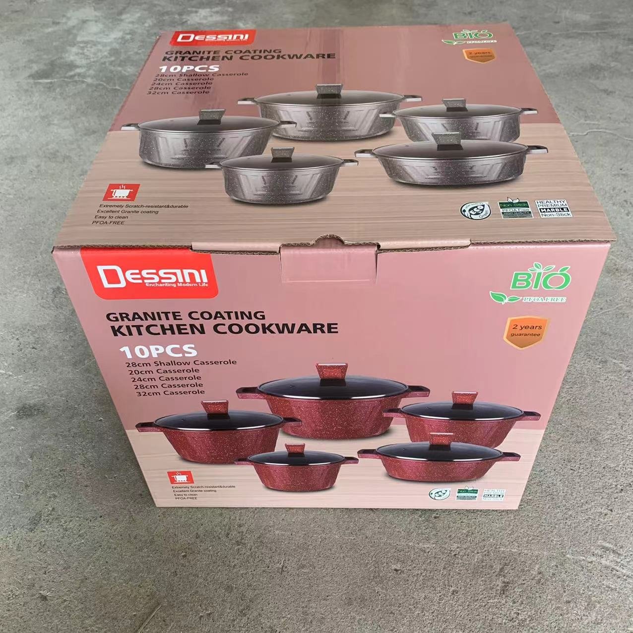 Stocked 10pcs Pots And Pans Non-Stick Cookware Set New Arrival Home Use Aluminium Alloy Aluminium Granite Cookware Set