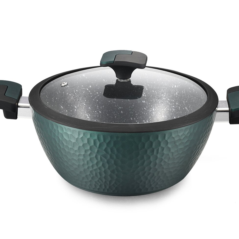 Food Grade Forged Aluminum non stick cookware set granite casserole with glass lid kitchenware set cooking pot