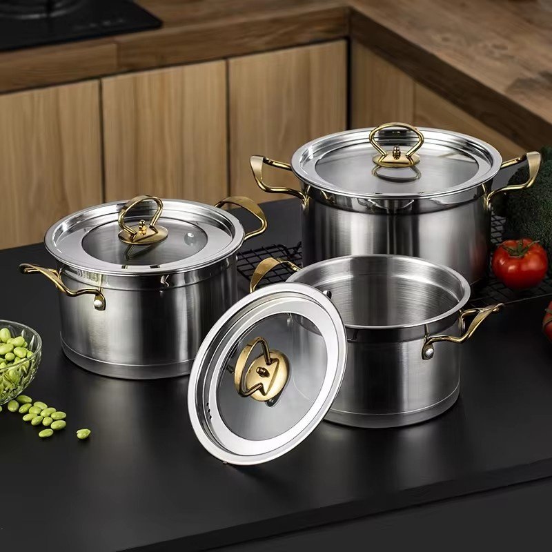 6Pcs Kitchen Restaurant Cookware Set Stainless Steel Double Handle Right Angle Kitchen Utensil RUS ZEI DAN ODM Cookware