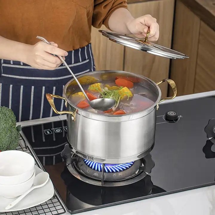 6Pcs Kitchen Restaurant Cookware Set Stainless Steel Double Handle Right Angle Kitchen Utensil RUS ZEI DAN ODM Cookware