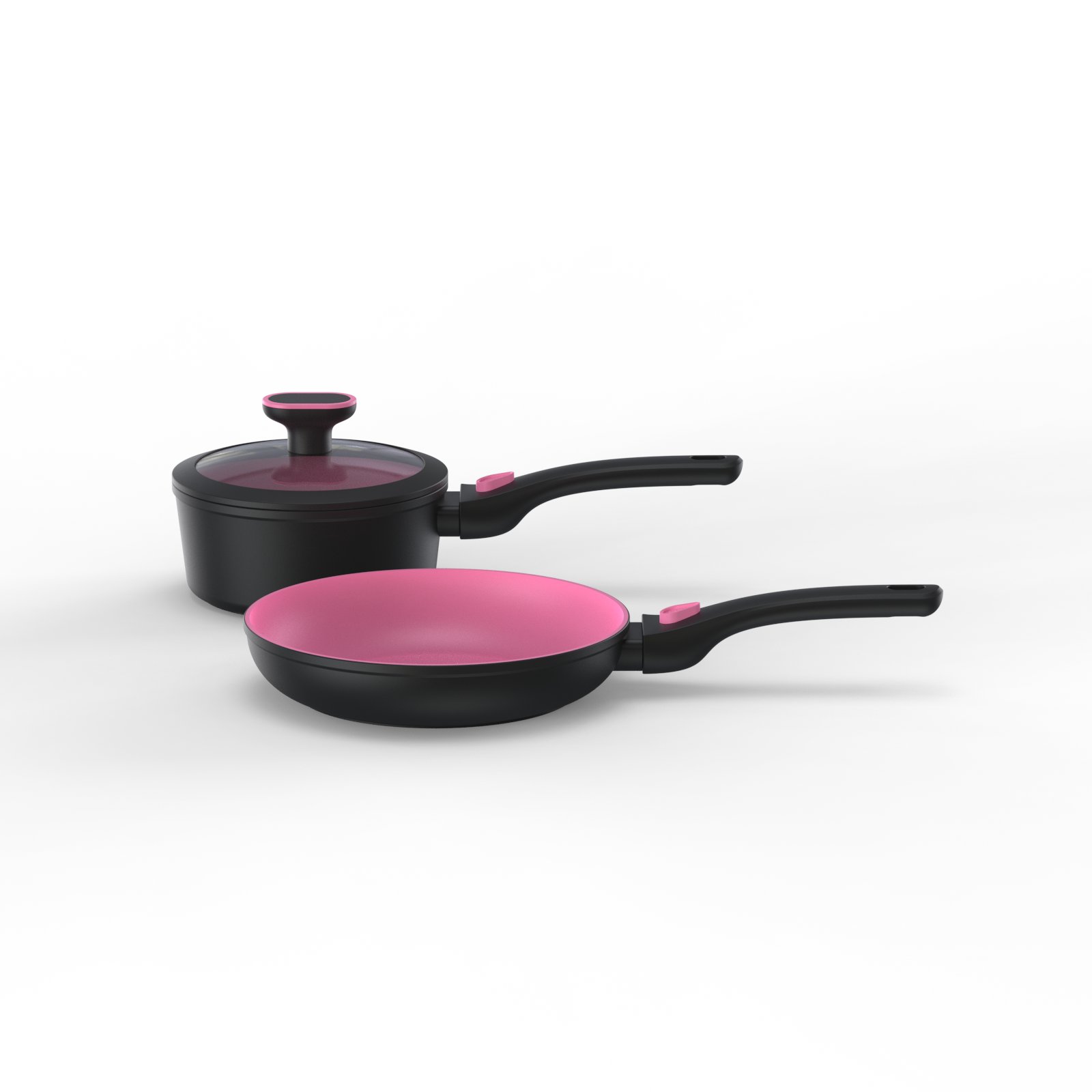 New design forged aluminum cookware set with removable handle silicone lid nonstick fry pan grill pan