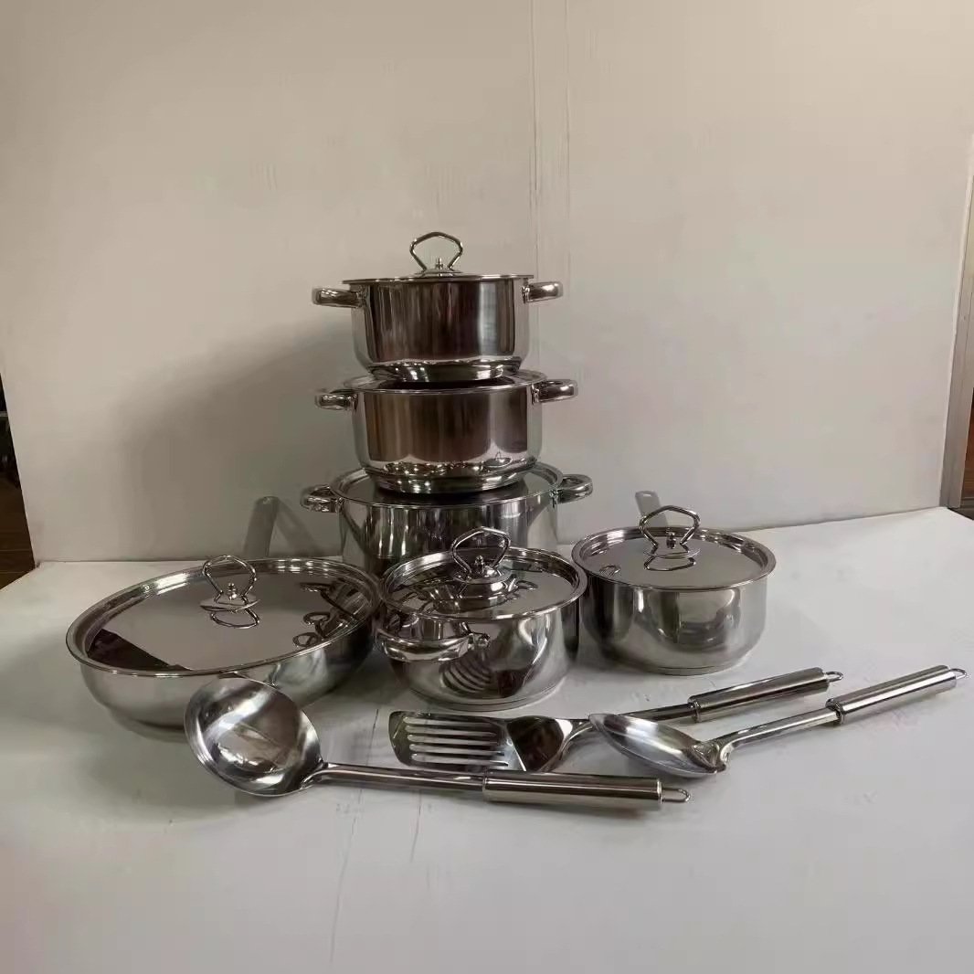 12pcs Stainless Steel Induction Cooking Kitchenware Pot Set Kitchen Cookware Pots and Pans with Casserole Pot