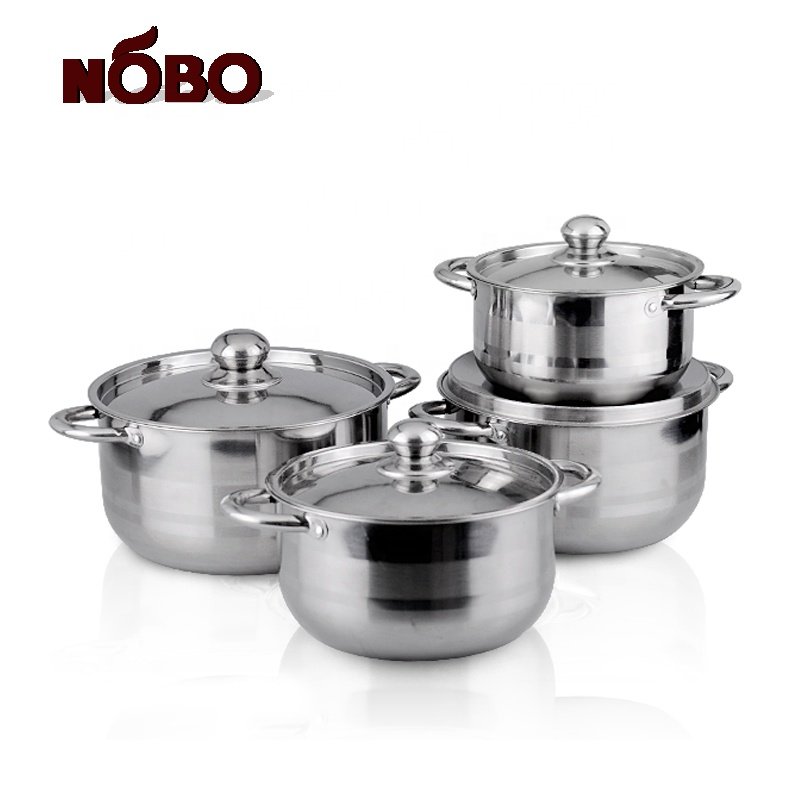 NOBO 8pcs manufacturer cooking pot set stainless steel cookware set kitchen
