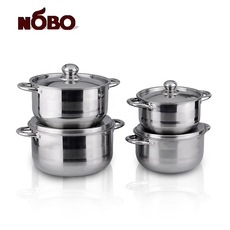NOBO 8pcs manufacturer cooking pot set stainless steel cookware set kitchen