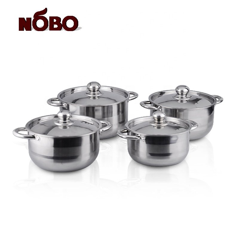 NOBO 8pcs manufacturer cooking pot set stainless steel cookware set kitchen