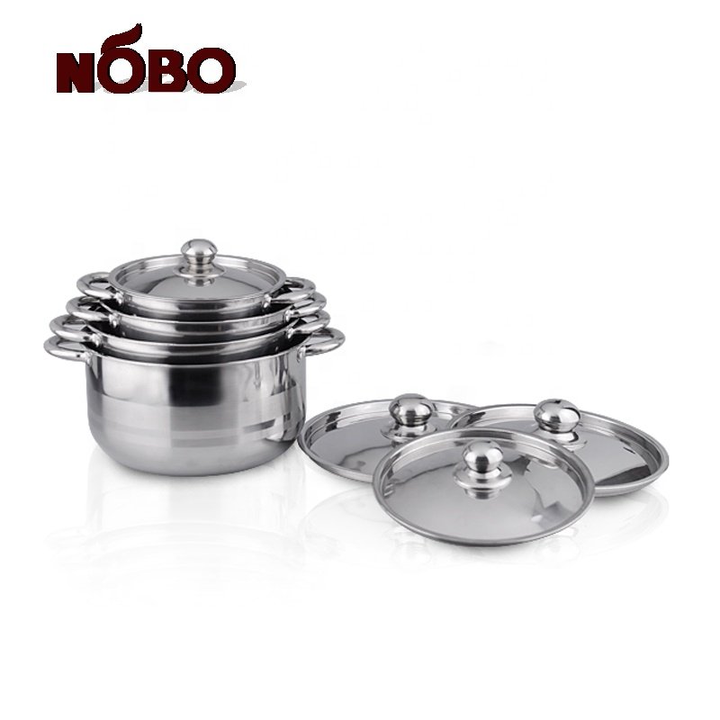 NOBO 8pcs manufacturer cooking pot set stainless steel cookware set kitchen