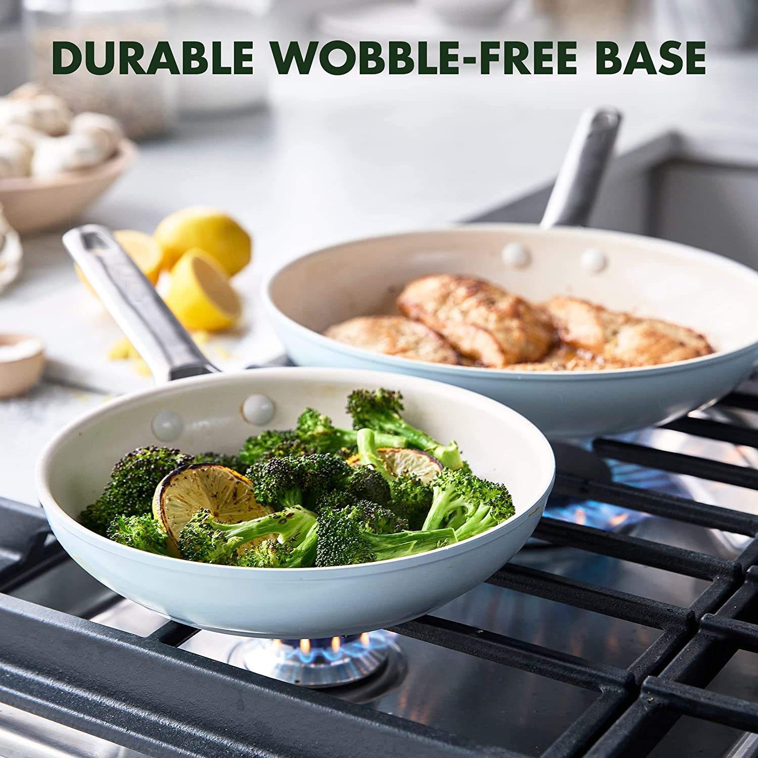 High Quality light blue cast iron Healthy Ceramic Nonstick 10 Piece Cookware Pots and Pans Set