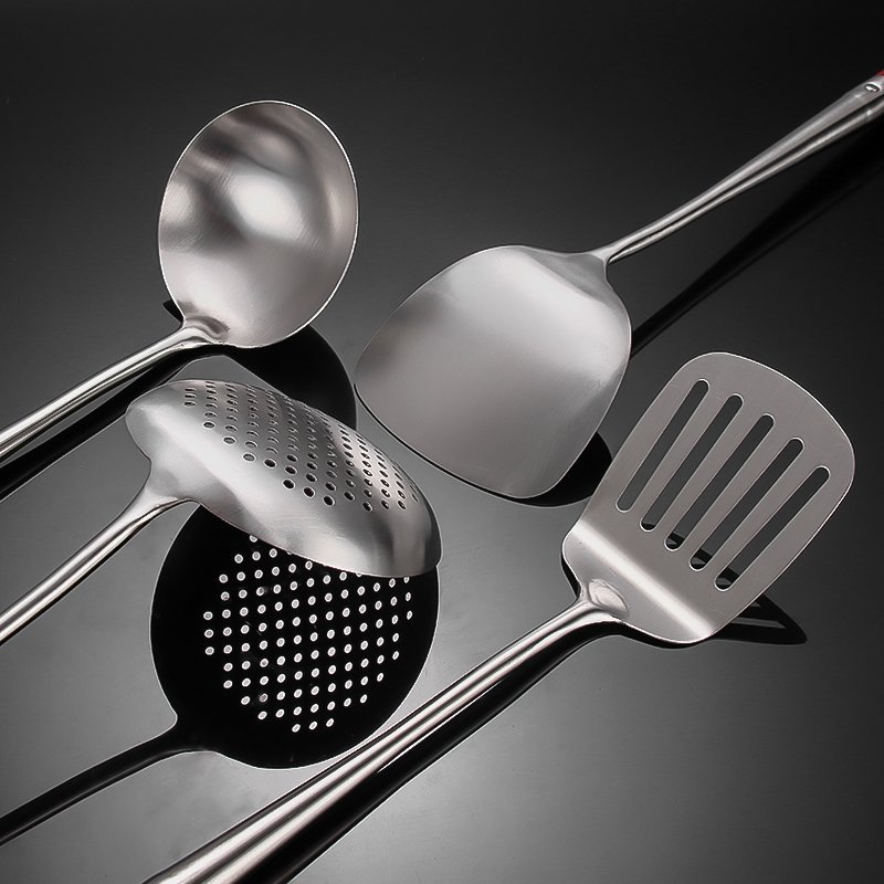 Kitchenware Set Cooking Spatula Slotted Spoon Skimming Tool Spoon Shovel Set Stainless Steel Kitchenware Set With Wooden Handles