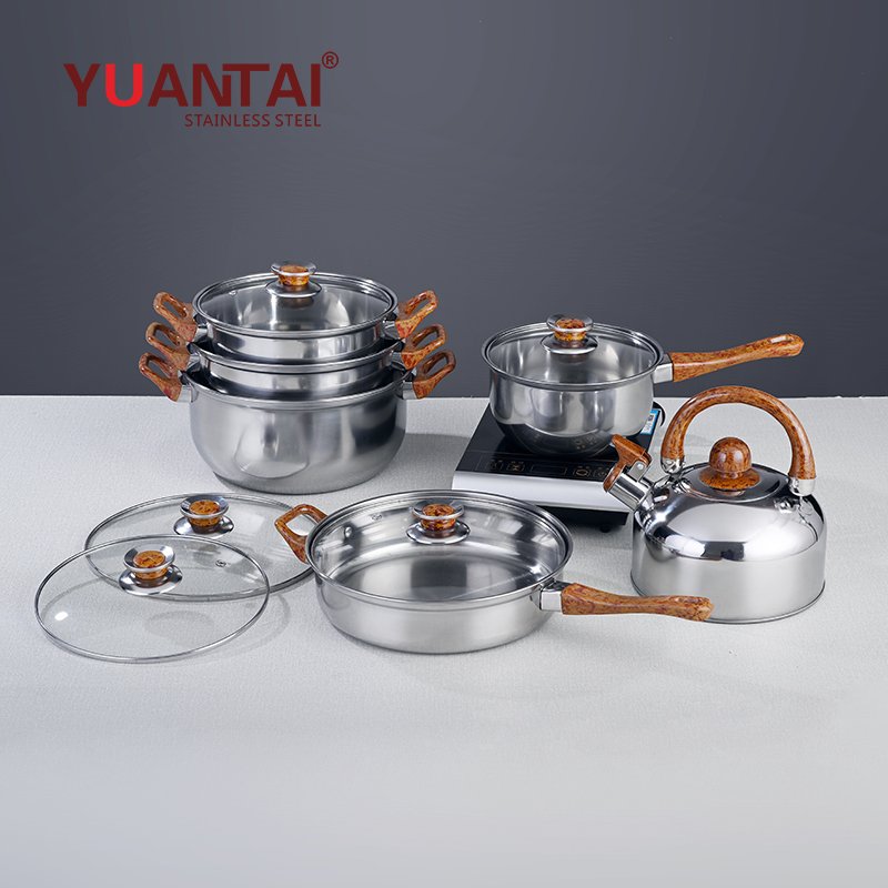 KS 12 Pieces Multi-function Stainless Steel Cooking Pot Set Cookware Set