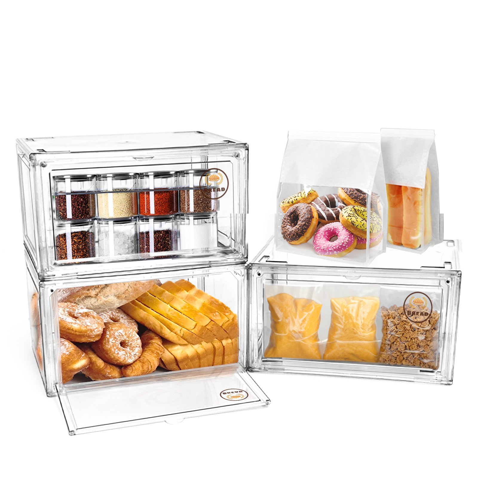 Factory Transparent Food Container Stackable Home and Kitchen Accessories Organizer