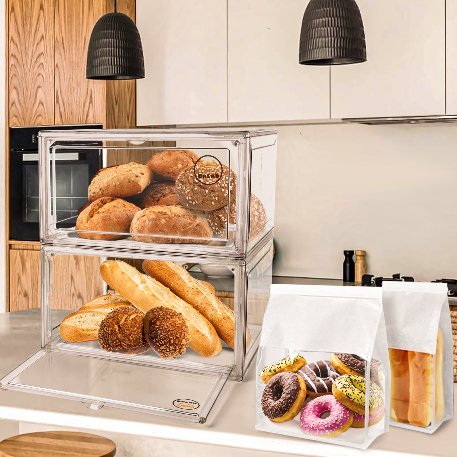 Factory Transparent Food Container Stackable Home and Kitchen Accessories Organizer