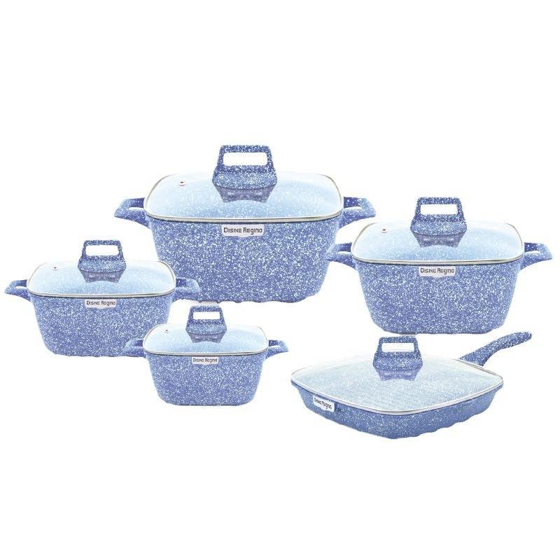 High Quality Snowflake Shape Hot Sale 25 Pcs Die Casting Aluminum Casserole Cooking Pot Kitchen Wholesale non stick Cookware Set