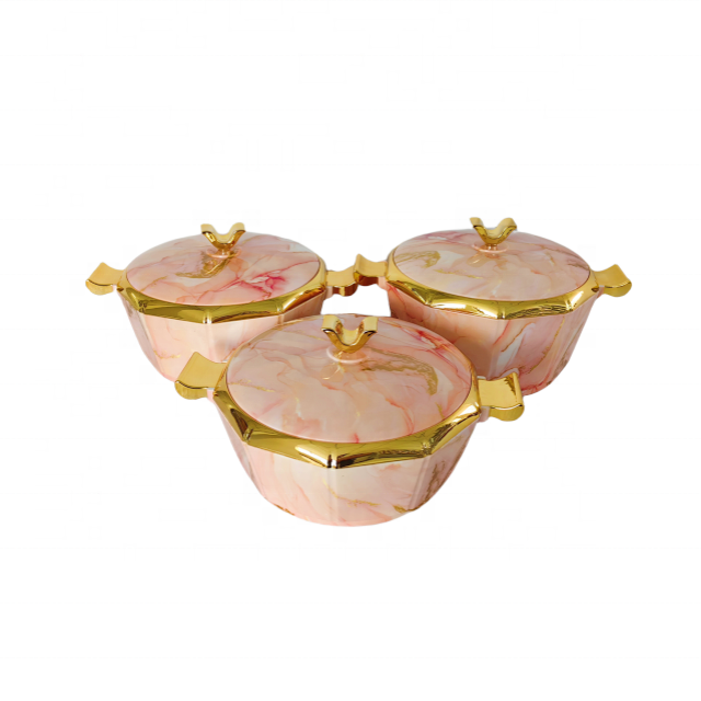Iraq Market 3 Pcs Set Stainless Steel Insulated Food Container Home Use Lunch Box Luxury Heat Preservation Food Warmer Set