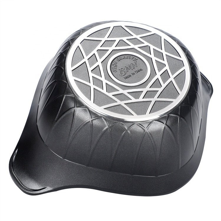 12pcs Non stick Cookware Set Die Cast Aluminum Marble Coating Square Casseroles with Silicone Ear