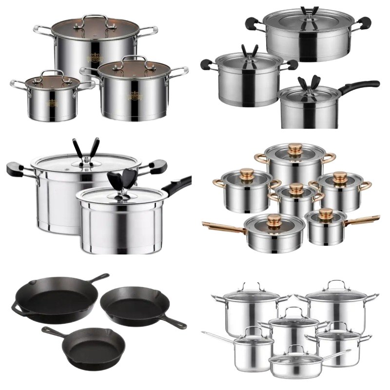 Stainless steel 12pcs cookware set luxury cooking pot set for kitchen use