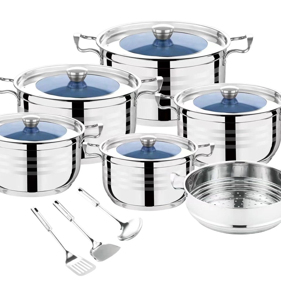2024 New Large Stainless Steel Cookware Set 7/5/3 sets Stock Soup Pots Casseroles with Induction Bottom for Home Use