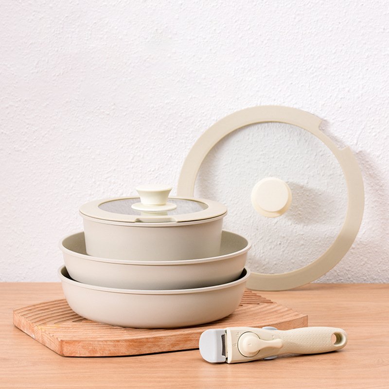Kitchen Aluminum Alloy Non Stick Pots Cooking Cookware Sets With Removable Handle