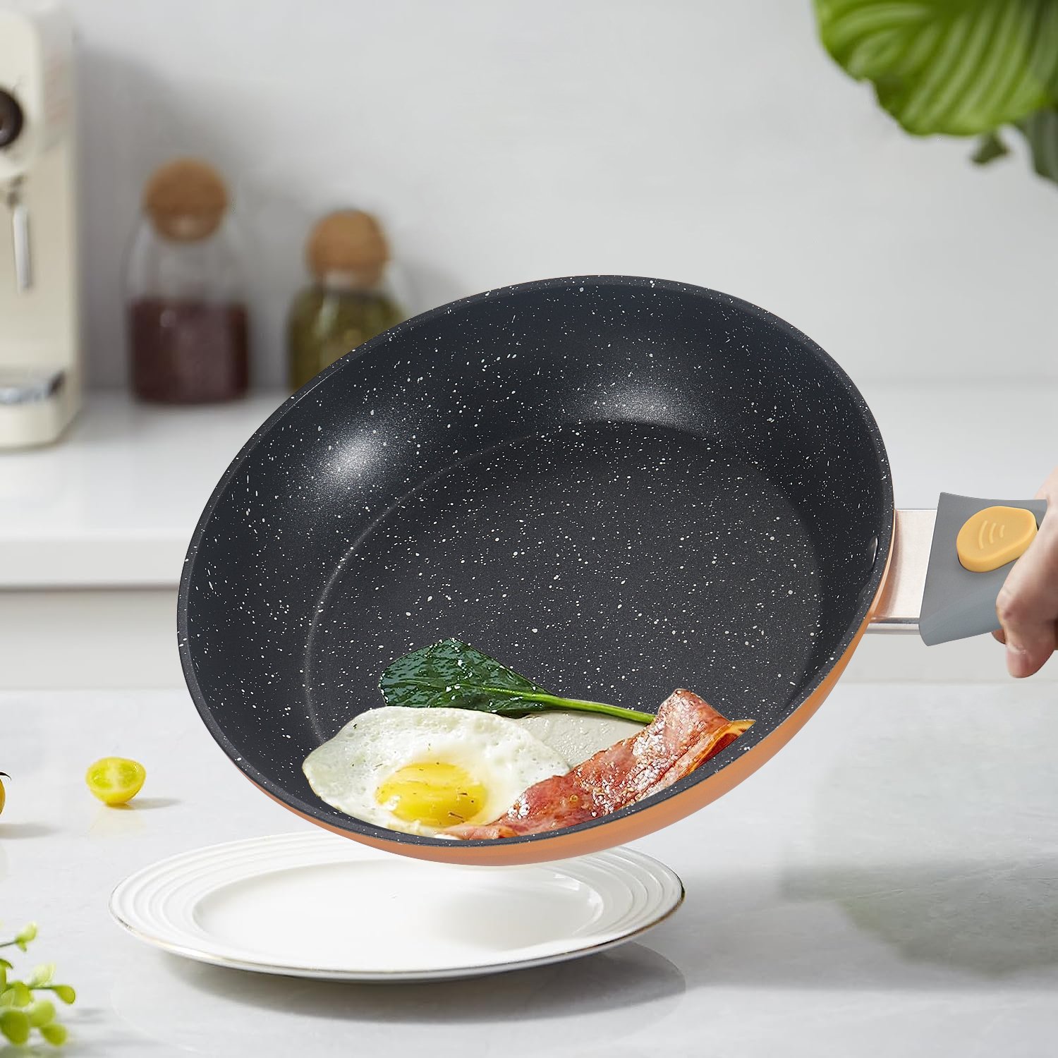 Pots and Pans Set Nonstick with Detachable Handles-Ceramic Kitchen Cookware Sets-Stackable Cooking Set for All Stoves