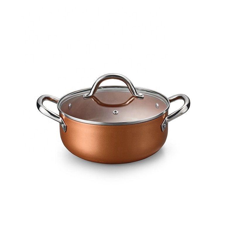 eco friendly kitchen ware 5pc aluminum non stick cooking pot ceramic cookware set with glass lid